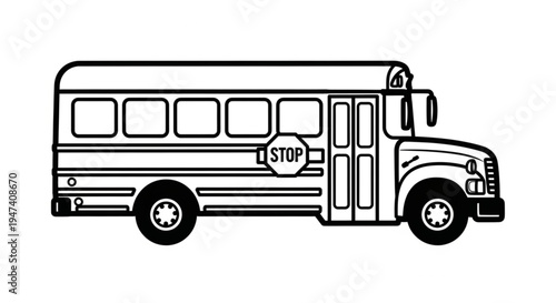 Black and white vector ilustration of school bus 