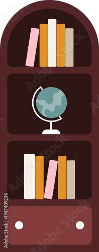 hand drawn bookshelf clipart