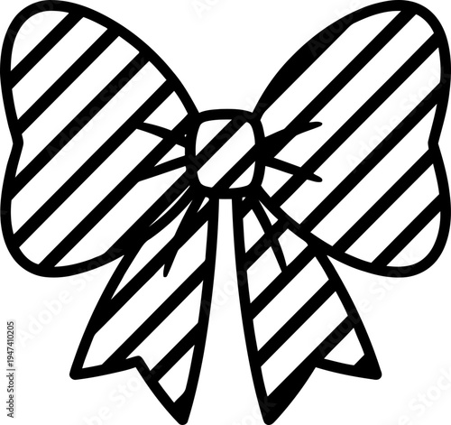 Hair Bow Coquette Striped Vector Illustration
