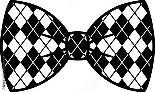 Bow Tie Diamond Pattern Vector Illustration Black White