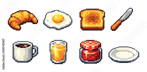 Breakfast items arranged on neutral kitchen background