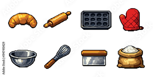 Baking tools and ingredients arranged on neutral background