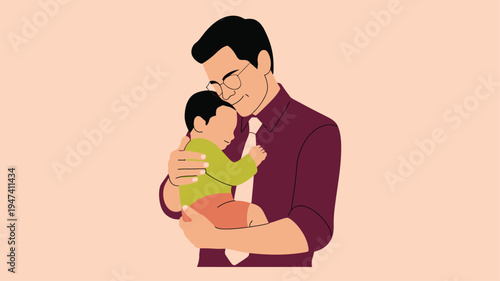 Father holding sleeping baby gentle embrace