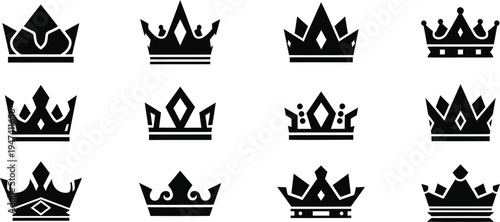 Collection of 10 unique crown silhouettes