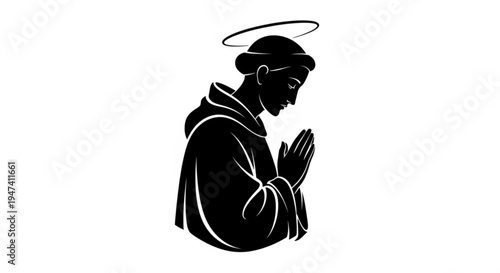 Saintly Figure in Prayer Silhouette