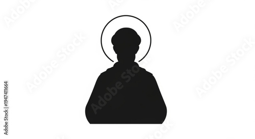 Sacred Silhouette: Minimalist Holy Figure Icon with Halo