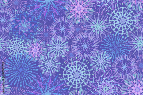 Pastel Fireworks Pattern on Blue, Festive Summer Celebration Background