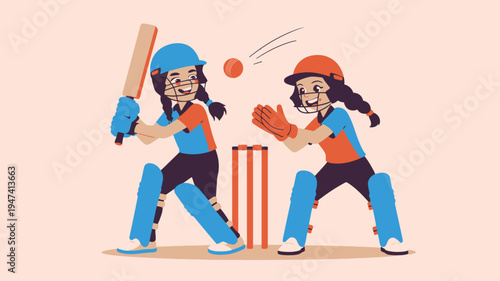 Young Girls Cricket Game