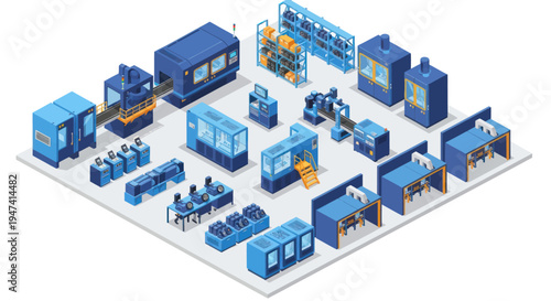 Isometric Industrial Factory and Office Elements Collection.
