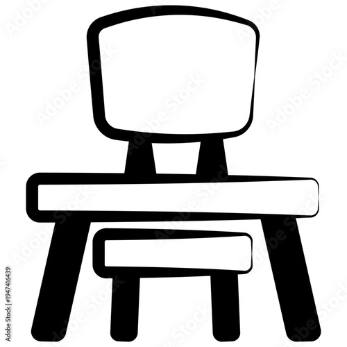 Class Desk Glyph Icon Mini Illustration, Use For Modern Concept, Print, Ui, Ux Kit, Web And App Development. Vector Related To Kindergarten, Preschool, Kids And Baby