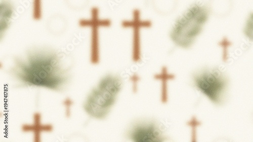 Quadro su tela Easter sunday crosses and tombstones symbolizing resurrection and renewal