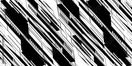 Abstract sharp seamless pattern with zigzags, arrows and triangles. Wavy geometric lightning background for covers or textile print. Sharp, chaotically scattered zigzag arrows.