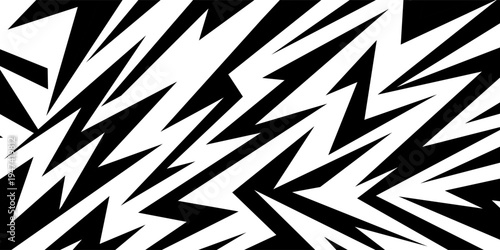 Abstract sharp seamless pattern with zigzags, arrows and triangles. Wavy geometric lightning background for covers or textile print. Sharp, chaotically scattered zigzag arrows.
