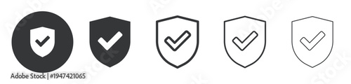 Security shield thin line and solid icon. Multi series icon. Web minimal icon