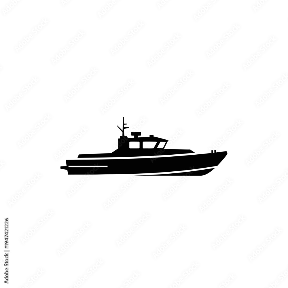 Naklejka premium A sleek, modern motorboat designed for speed and performance, perfect for cruising on open waters