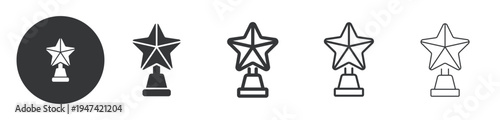 Star Trophy thin line and solid icon. Multi series icon. Web minimal icon