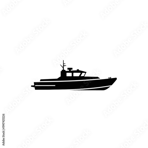 A sleek, modern motorboat designed for speed and performance, perfect for cruising on open waters