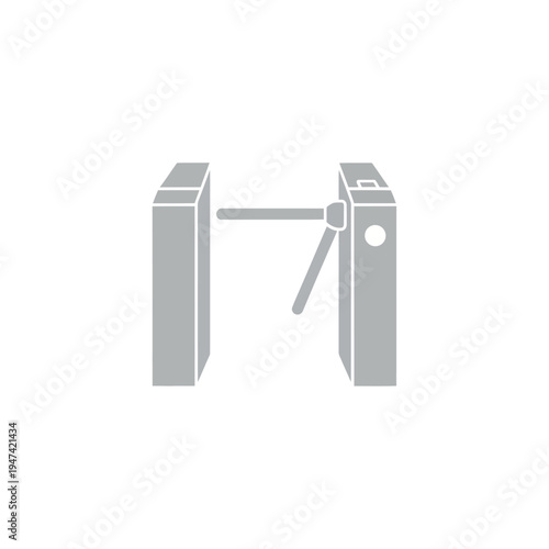 Minimalist Grey Turnstile Icon for Access Control and Entry Systems, Symbolizing Security and Regulated Passage in Public and Private Spaces