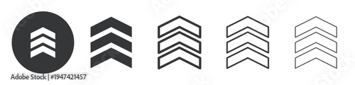 Military Rank Chevron thin line and solid icon. Multi series icon. Web minimal icon