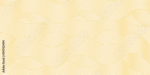 Yellow instant noodle, pasta and spaghetti texture with geometric wavy lines. Ramen, pasta vector pattern. Background abstract food illustration