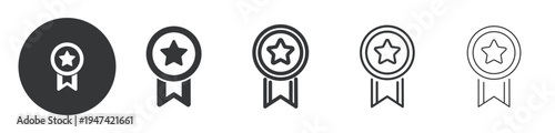 Star Badge thin line and solid icon. Multi series icon. Web minimal icon