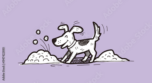 Dog Playing in Sand Outdoors Freely.