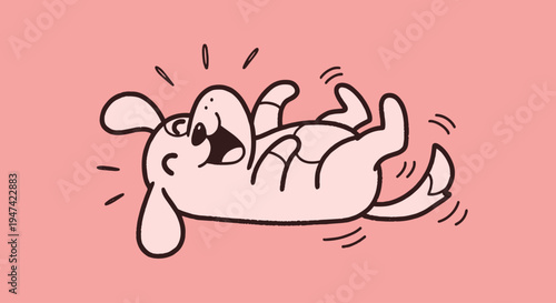 Cartoon dog lying on back.