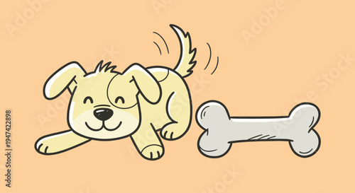 Cute dog playing with bone toy.