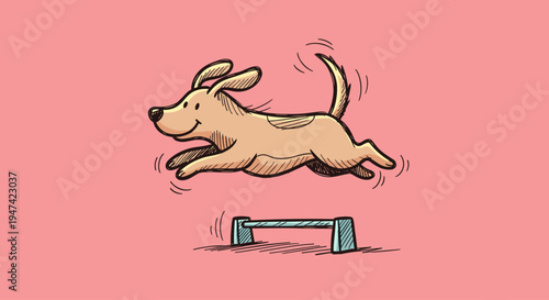 Dog Jumping Over Obstacle Hurdle.