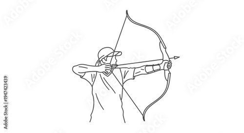 Archery Athlete Aiming Bow and Arrow Vector Illustration Silhouette Design Element for Sports