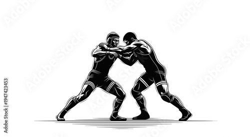Professional Wrestling Match Combat Sports Silhouette Illustration Vector Design Element