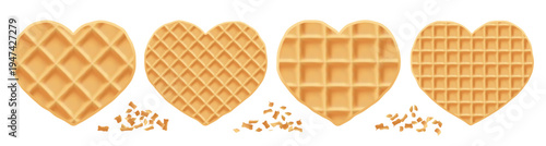 Heart waffle pancake cracker, brunch crepe stroopwafel icon. Wafer emoji croffle and christmas graham cream, pattern dutch stick. Cookie mint honey of vector logo waffel, haert syrup cake