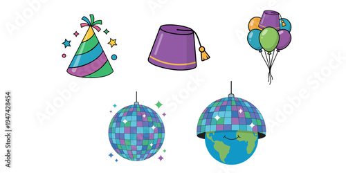 Colorful party celebration vector icons