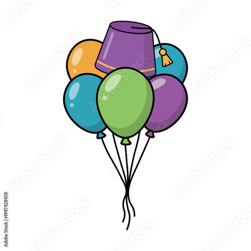 Colorful Party Balloons With Fez