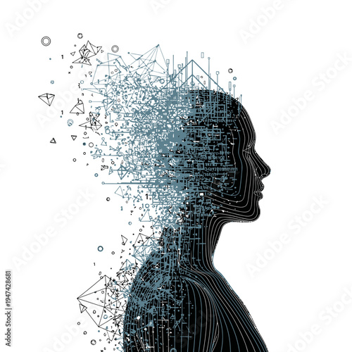 Human Mind Concept with Digital Brain.