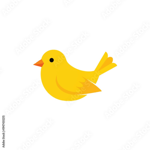 Minimalist yellow canary bird icon, a charming vector illustration perfect for design projects, websites, and apps. Represents wildlife, nature, and cute animals