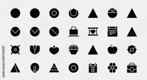 Collection of Diverse Black Silhouette Icons on a Light Background.