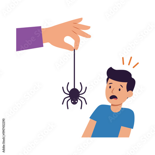 Boy Scared By Hanging Spider