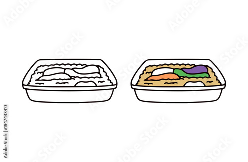 色ありと白黒のぬか漬けのイラストセット