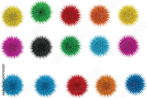 Quadro su tela Colorful vector collection of sea urchin icons in various bright shades isolated