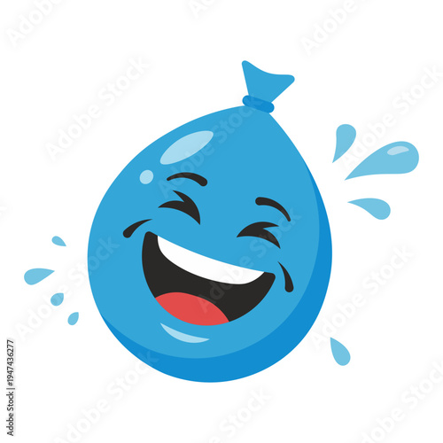 Laughing Blue Water Balloon Vector