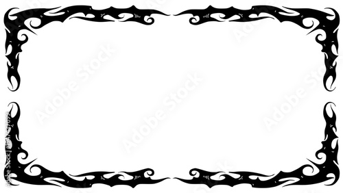 Neo tribal gothic Y2K frame with sharp spikes in a rectangular shape