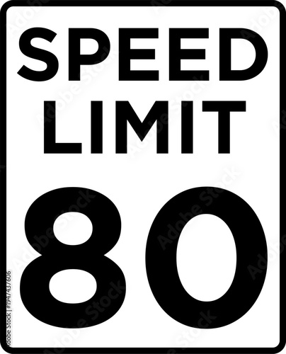 Speed limit 80 mph traffic sign