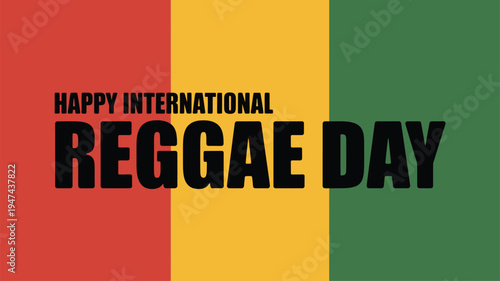 International Reggae Day greeting on iconic rasta colored background