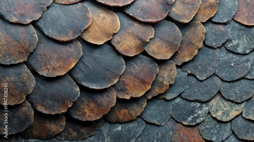 Close up texture of pangolin scales in intricate detail