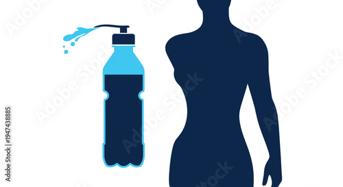 Clean abstract vector illustration depicting a human silhouette next to a water bottle pump