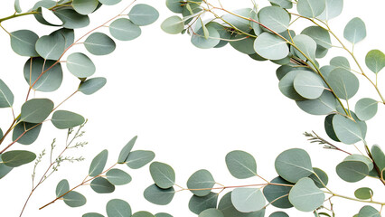 Eucalyptus Foliage Frame: Serene eucalyptus leaves artfully arranged, creating a natural frame, perfect for highlighting content or celebrating organic beauty.