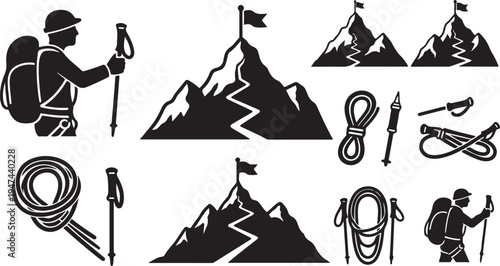 Mountain Climbing Icons and Symbols for Adventure Seekers