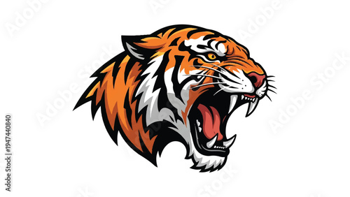 Aggressive Tiger Head Graphic Illustration.
