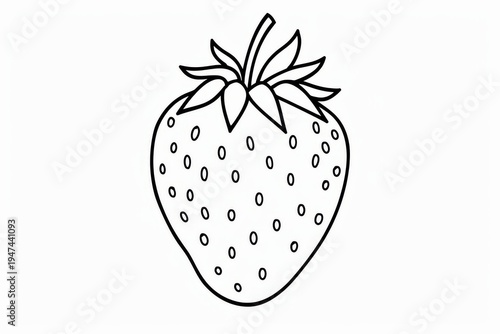Strawberry minimal line vector coloring page black white outline fruit simple children design